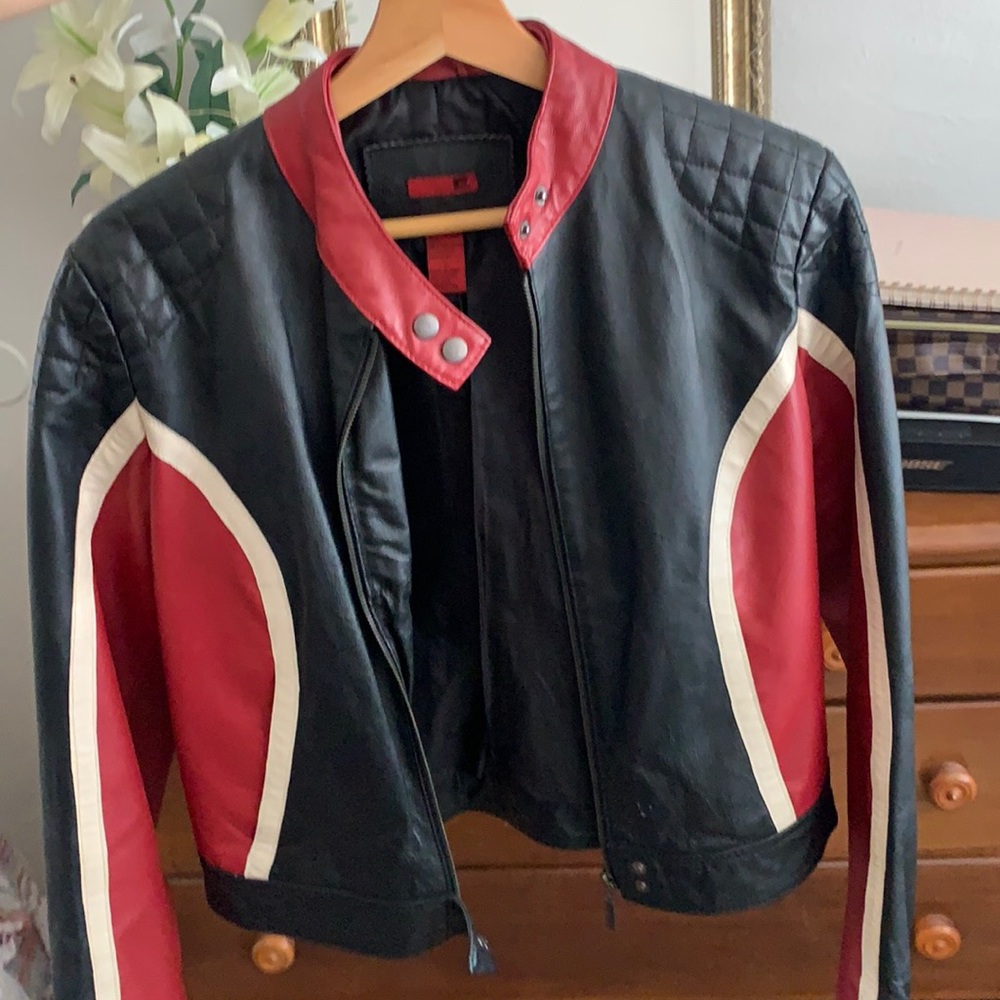 Womens F2 Leather Jacket Motorcycle Cafe Racer